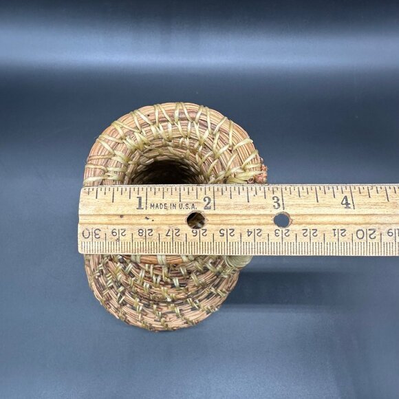 Handwoven Pine Needle Grass Basket Vase Decorative Rustic Boho Home Decor - Picture 11 of 13